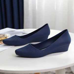 Women Comfort Slip On Shoes Pointed Toe Wedge Low Heels Pumpsrain Shoes Sandals