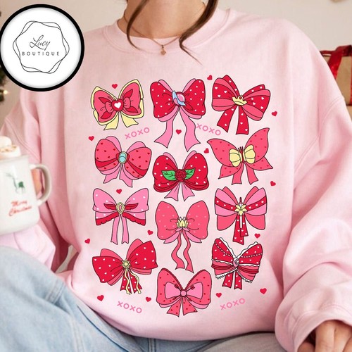 Maglietta Disney Principesse Carini Nastri Fiocchi Coquette San Valentino Unisex Adulto Bambino 801132