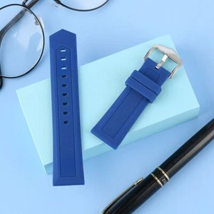 16/18/20/22/24/26/28mm Blue/Red/Orange/White Rubber Band Silicone Watch Strap - Picture 1 of 17