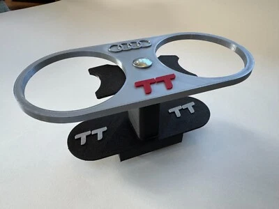 Audi TT Mk1 Premium Double Cup Holder - Red/Silver - Image 1 of 4