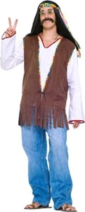 Forum Novelties Men's Generation Hippie Costume Vest, Brown, One Size - Picture 1 of 1