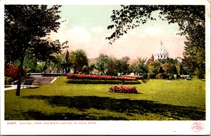 Postcard Central Park And State Capitol St Paul Minnesota Antique c1900-1907 UDB - Imagen 1 de 2