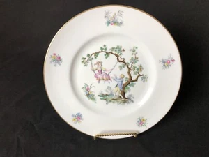 Royal Worcester England Watteau 10&5/8” Dinner Plate Girl Boy Swing Gold - Picture 1 of 7