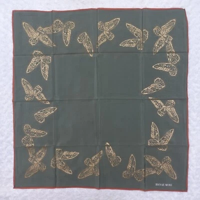 Bufanda bufanda de seda mariposa verde HANAE MORI 31" X 31,5" O468 Foto 1 de 4