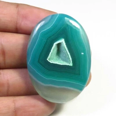 Onyx Druzy Geode Oval Gems 41x30mm 68cts Green Onyx Agate Cabs Loose OND-1725 - Image 1 of 4