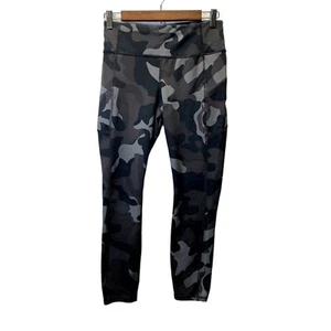 Athleta Contender Leggings Womens S Black Gray Camo Zip Pockets Stretch Pants - Picture 1 of 11