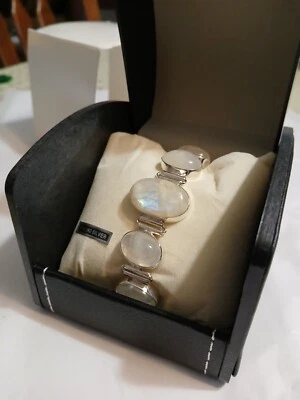 PRECIOSA PULSERA DE PLATA DE LEY OVALADA PIEDRA LUNAR Foto 1 de 4