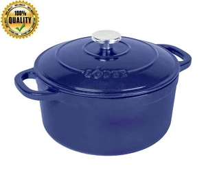 Enameled Round Dutch Oven Pot W/ Lid Handles Cast Iron Kitchen Cookware 5.5 Qt - Picture 1 of 6
