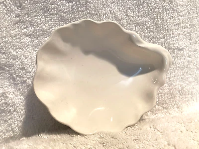 Pottery Barn Oyster Shell Shape White Porcelain 4 7/8"x 3 1/2" Soap Trinket Dish - Image 1 of 3