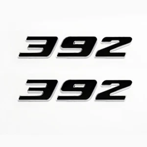 2pc Black 392 Badge Emblem Chrome Trim fits MOPAR 392 HEMI - 1 PAIR - Picture 1 of 2
