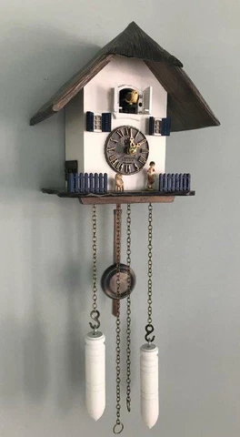 cuckoo clock black forest North Sea house quarz germany carved thatched roof Cover
