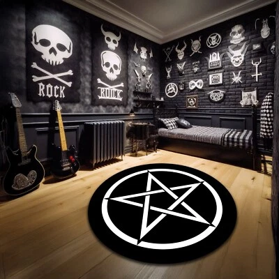 Tapete pentagrama preto decoração bruxa tapete sobrenatural tapete pentáculo decoração gótica - Imagem 1 de 3