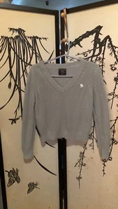 Abercrombie & Fitch Women’s Sage Green Sweater W/Embroidery Moose Logo - Picture 1 of 11