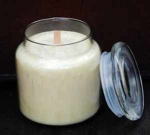 100hr FRESH CARAMEL POPCORN Scent Natural Wood Wick APOTHECARY GLASS JAR CANDLE - Picture 1 of 24