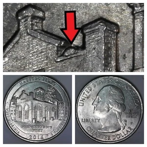 2016-P Harpers Ferry Building Die Chip Error/Variety Cir Washington ATB Quarter - Picture 1 of 4