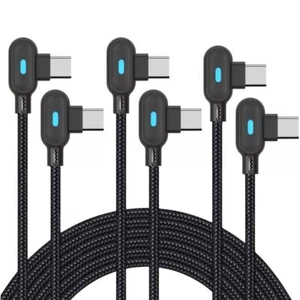 Dual USB-C PD 40W Fast Charger Adapter 90° Right Angle 6FT Type-C Charging Cable - Picture 1 of 16