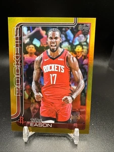 2025 Topps Basketball Card #179 Tari Eason Gold Foil /50 Rockets - Picture 1 of 2