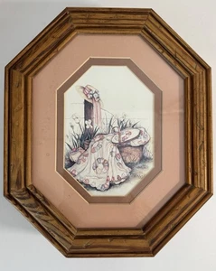 Vintage Wall Decor Octagon Wood Frame Art Storage Shelf Trinket Box Cottage Core - Picture 1 of 17