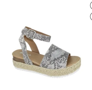 Sandalias de plataforma alpargata de piel de serpiente gris soda talla 8  - Imagen 1 de 10