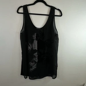 Rock & Republic Tank Top Skull Studded Sleeveless Sz XL Women Goth Metallic - Picture 1 of 13