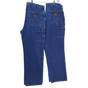 2 of Carhartt Dungaree Fit Denim Jeans 38x32 Straight Leg Work Utility B13-DST - Picture 1 of 14