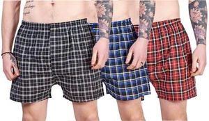 Herren Baumwolle Kariert Boxershorts Gewebt 3er Pack Weich Atmungsaktiv Unterwäsche M-2XL - Bild 1 von 14