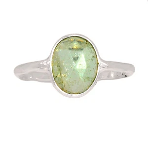 Natural Faceted Mint Green Kyanite - India 925 Silver Ring Jewelry s.5 CR58961 - Picture 1 of 1