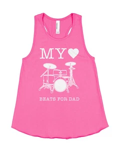 Canotta My Heart Beats For Dad Girls Racerback regalo festa del papà San Valentino - Foto 1 di 6