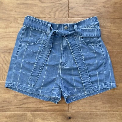 Pantalones Cortos Madewell Talla 28 Denim Bolsa de Papel Índigo Ventana Corbata Cintura tiro Alto Foto 1 de 4
