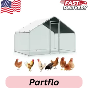 Large Metal Chicken Coop Hen Run House Spire Walk-in Poultry Cage with Cover - Picture 1 of 1