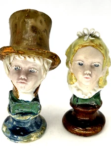 Boy Girl Ceramic Figurines Pair B. Ingles Valencia Spain Blonde 1940s Busts 5" - Picture 1 of 14