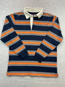 Brooks Brothers Fleece Youth Boys Polo Size Medium long Sleeves Striped Navy - Picture 1 of 8