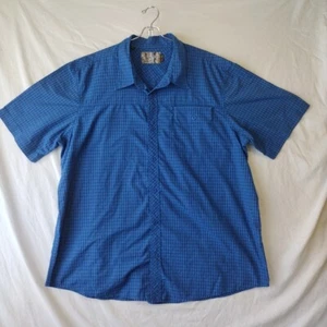 Realtree Button Up Shirt Adult 2XL XXL Blue Plaid Short Sleeve Casual Workwear - Picture 1 of 10
