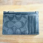 Coach New Men’s Grey Monogram Canvas Coin Card Holder - Brand New With Tags 