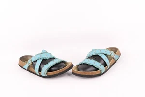 Vintage Betula Birkenstock Damen 8 abgenutzte plissierte Ledersandalen mit Schmucksteinen - Bild 1 von 10