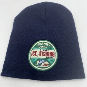 Grandby 3 Lakes Ice Fishing Contest 2021 Patch Adult Beanie Snowboard Ski Hiking - Picture 1 of 5