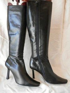 Luxus Stiefel gekleidet Absatz, Made italy 100% LEDER schwarz Gr. 36 36,5 sehr guter Zustand - Bild 1 von 11