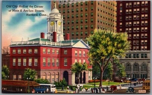 Postcard Hartford Connecticut Old City Hall at Corner of Main & Asylum Streets - Picture 1 of 2