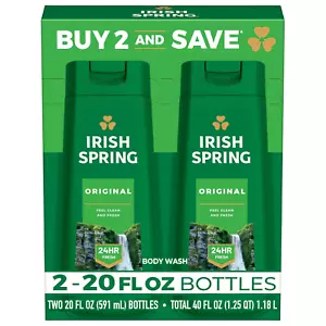 Irish Spring Original Clean Body Wash, 20 Oz, 2 Pack - Picture 1 of 12