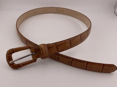 Cinturón Ann Taylor Loft Cuero Marrón Patrón Cocodrilo Talla M - LEER Foto 1 de 4