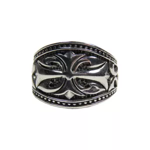Men's Stainless Steel Polished Cross Ring - Picture 1 of 3