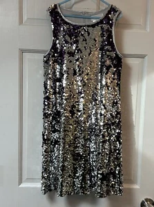 Lavender by Us Angels Silver & Purple Flippable Sequin Sleeveless Dress Sz 10/12 - Picture 1 of 5