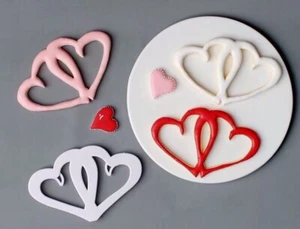Cortadores de plástico de doble corazón para galletas fondant Sugarcraft hágalo usted mismo artesanía - Imagen 1 de 2