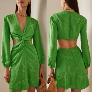 Silvia Tcherassi Jodie Jacquard Floral Cutout Mini Dress in Kelly Green Small - Picture 1 of 13