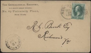 U.S., 1880. Advertised Corner Cover,New York -  Richmond, VA - Picture 1 of 1