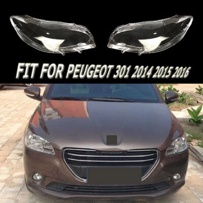 Par de cubiertas de carcasa de faros para Peugeot 301 2014 2015 2016 transparente Foto 1 de 4