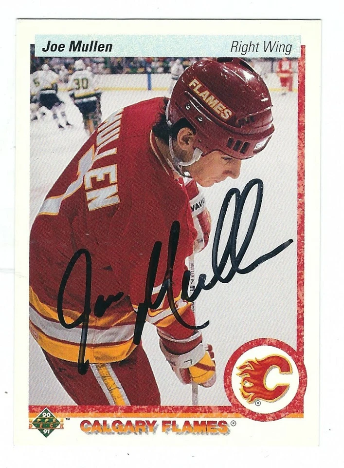 Signed JOE MULLEN Calgary Flames 1990-91 Upper Deck Hockey Card #252 COA - Image 1 of 1