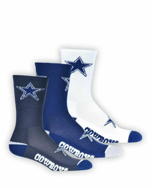 Dallas Cowboys Officially Licensed Team Apparel Unisex Crew Socks - 3 Pack (M1504F09DAL)