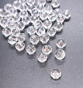 50x 10x8mm Brillo Transparente Blanco Plano Redondo Rondelle Cristal Facetado - Picture 1 of 1