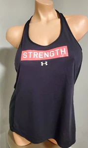 Under Armour Women's Black Heat Gear Racer Back Tank XL Breast Cancer Ribbon - Picture 1 of 7
